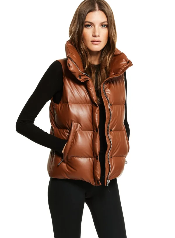 Women SAM. Vegan Leather & Faux Fur-Vegan Leather Tracey Vest