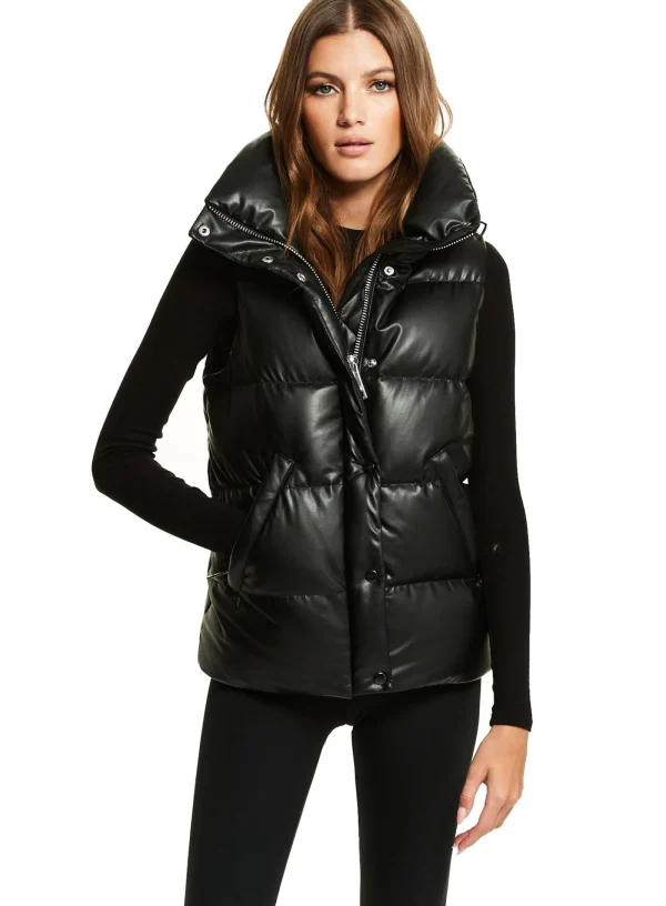 Women SAM. Vegan Leather & Faux Fur-Vegan Leather Tracey Vest