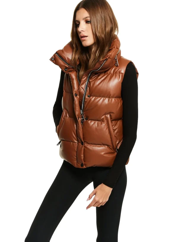 Women SAM. Vegan Leather & Faux Fur-Vegan Leather Tracey Vest