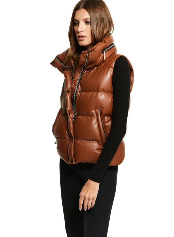 Women SAM. Vegan Leather & Faux Fur-Vegan Leather Tracey Vest