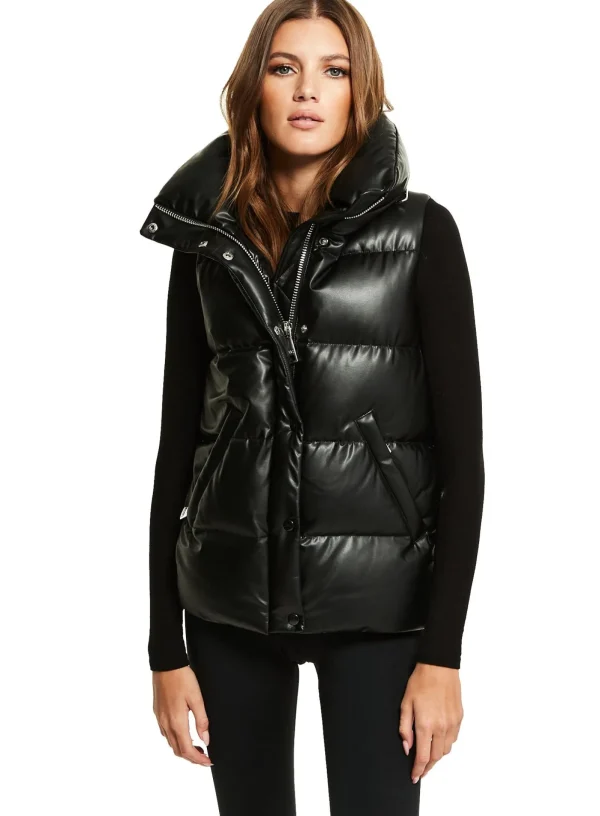 Women SAM. Vegan Leather & Faux Fur-Vegan Leather Tracey Vest