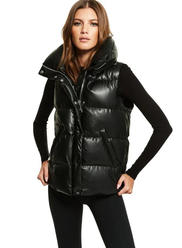 Women SAM. Vegan Leather & Faux Fur-Vegan Leather Tracey Vest