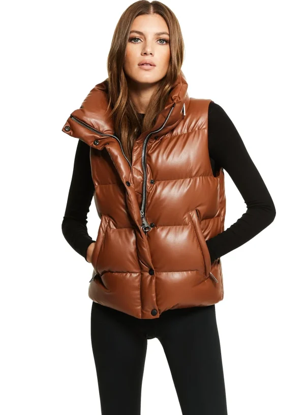 Women SAM. Vegan Leather & Faux Fur-Vegan Leather Tracey Vest